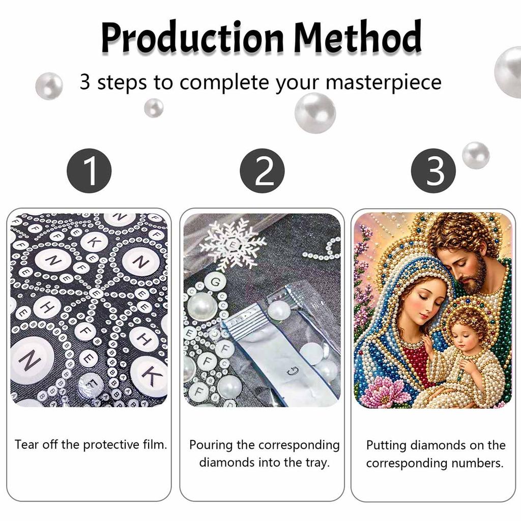 DIY 3D Pearl Diamond Painting Art Set Holy Family Home Decor Art Set Wall Art