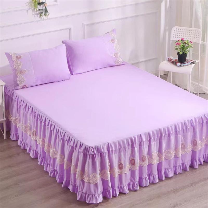 45cm Skirt Style Bedspread Ruffle Lace Exquisite Embroidery Bed Skirt Anti Slip Princess Bed Cover 1.5/1.8/2 M Bed Dust Cover