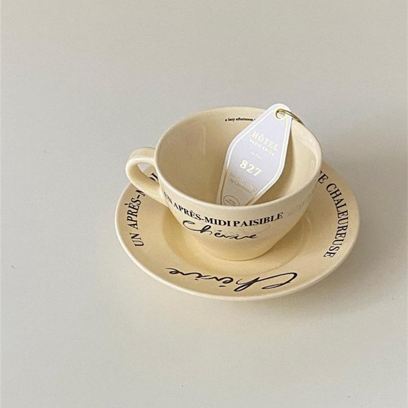 300ml Coffee Cup Korean Style Ins Lovely Saucer Breakfast Tea Milk with Handle Mug Ceramic Tableware Coffee Gift for Home-use