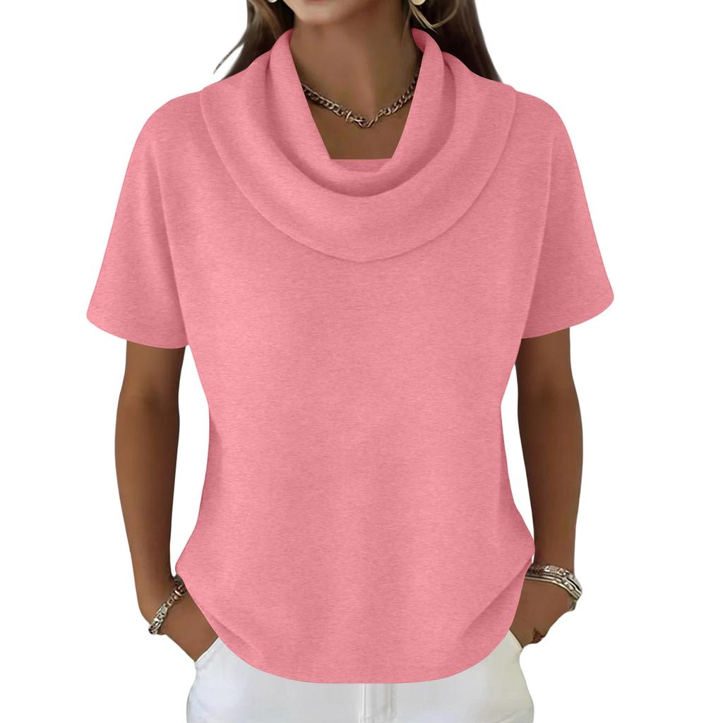 Women's Casual And Fashionable Round Neck Short Sleeved Color Top Sweater