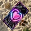 Neon Heart Glowing Beach Towel Patterned Sunscreen And Windproof Suitable For Swimming Pool Camping Travel Blanket