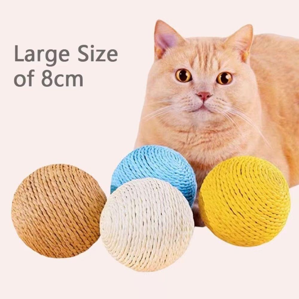 2Pcs Sisal Cat Scratching Ball 8cm Kitten Chasing Ball Cat Sounding Toys  Cat Accessories