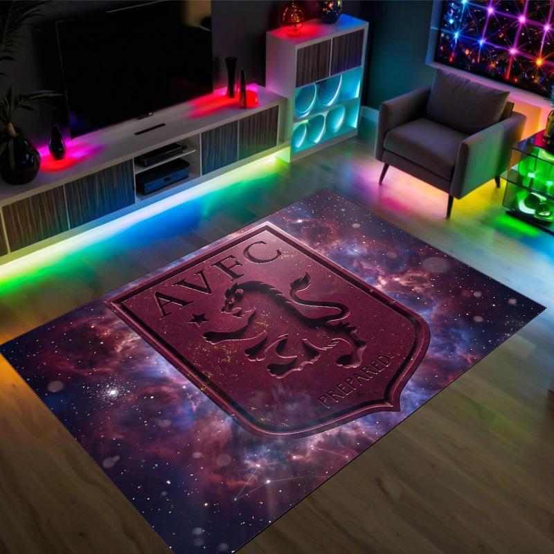 Aston Villa Fußball Design Kristall Samt Teppich Gemütlich Kein?Rutschfester Teppich mit Aufdruck für Schlafzimmer Wohnzimmer Eingang