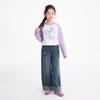 Girls' Pure Cotton Color-block Raglan Long-sleeve T-shirt