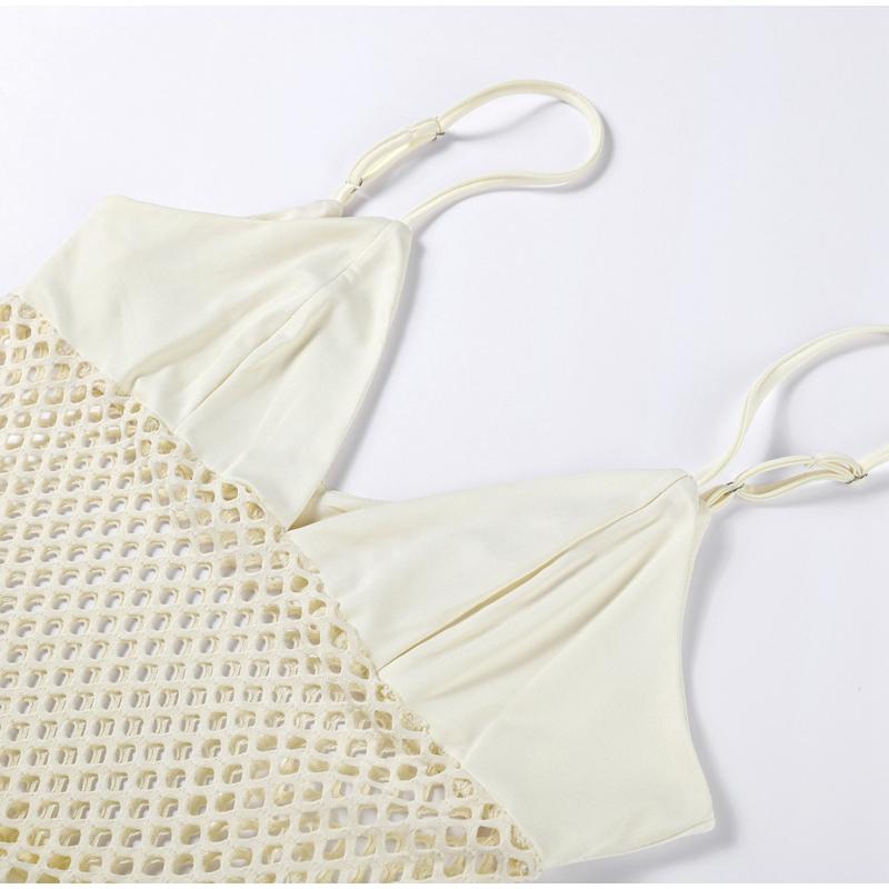 Hollow Out See-through Long Dress Women Holiday Tassels High Waist Sleeveless Strap Dresses Female Backless Evening Club  Robe