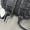 Vintage Solid Color Denim Backpack Large Capacity Travel Backpack Middle School Student Schoolbag