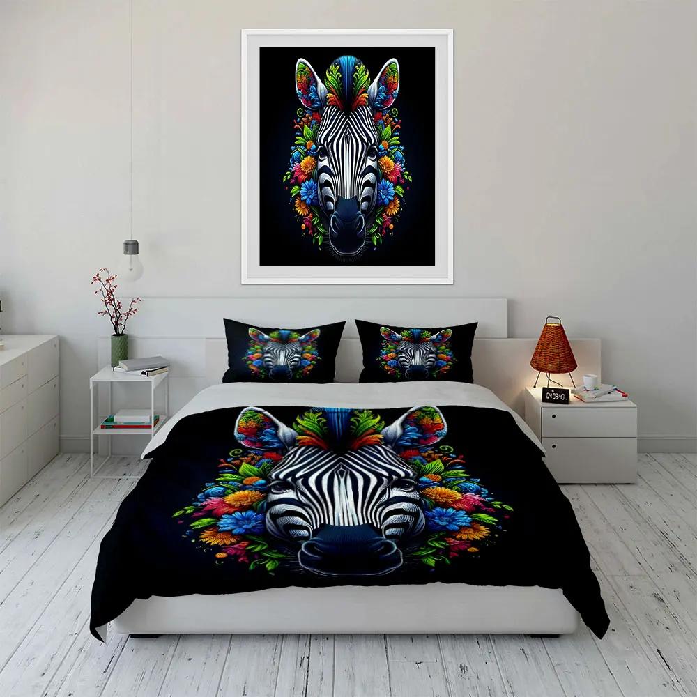 Colorful Zebra Art Decor Set Soft Comfortable Duvet Cover Bedding Set Included 1*Duvet Cover & 2*Pillowcases Gift