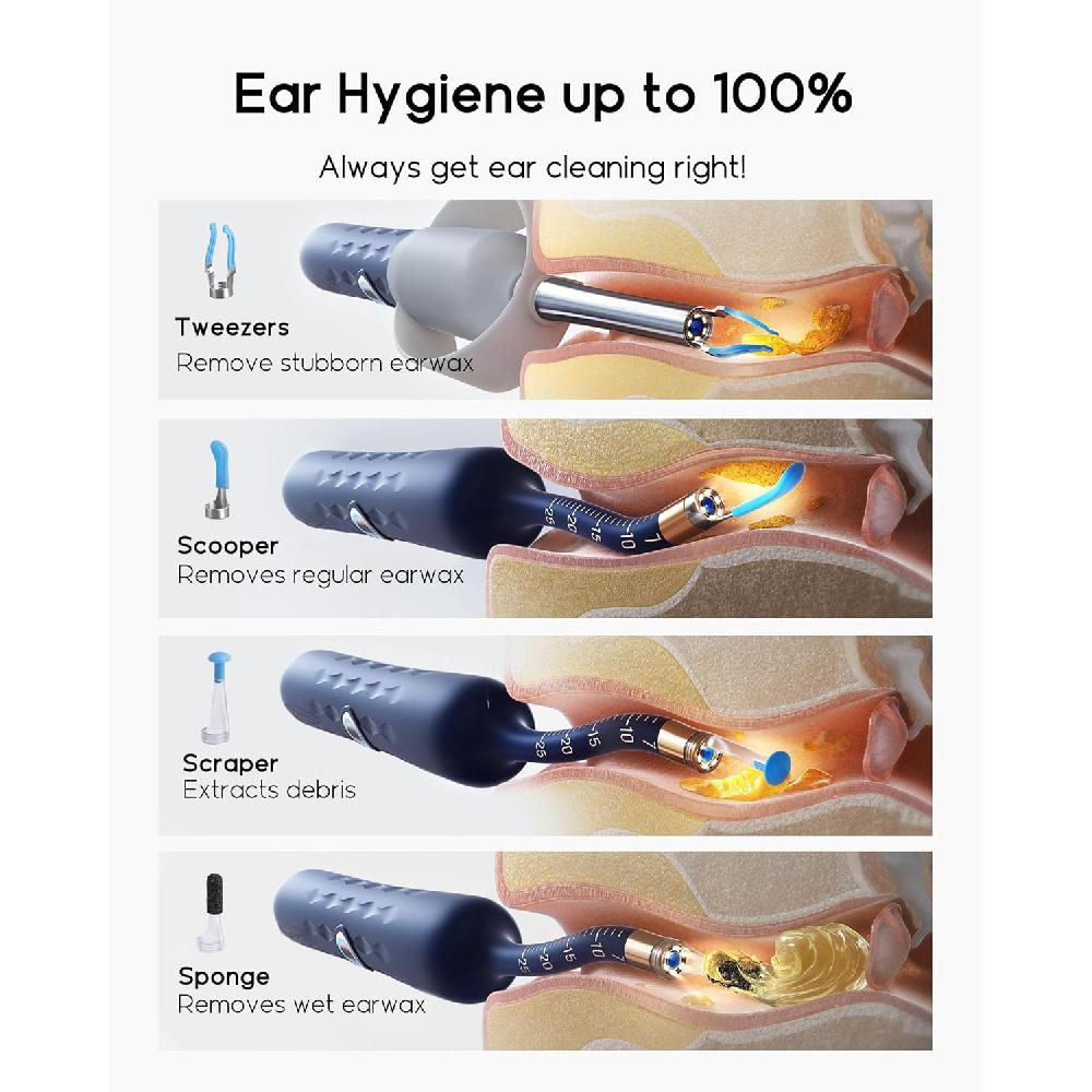 Narzędzie do usuwania woskowiny z uszu Kamera, urządzenie do czyszczenia uszu z elastyczną bezprzewodową kamerą otoskopową, bezbolesne wizualne urządzenie do usuwania woskowiny z uszu