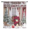 Christmas Christmas Tree Leaves Green Red Tulle Sheer Window Curtains for Living Room Bedroom Decor Voile Curtains Drapes
