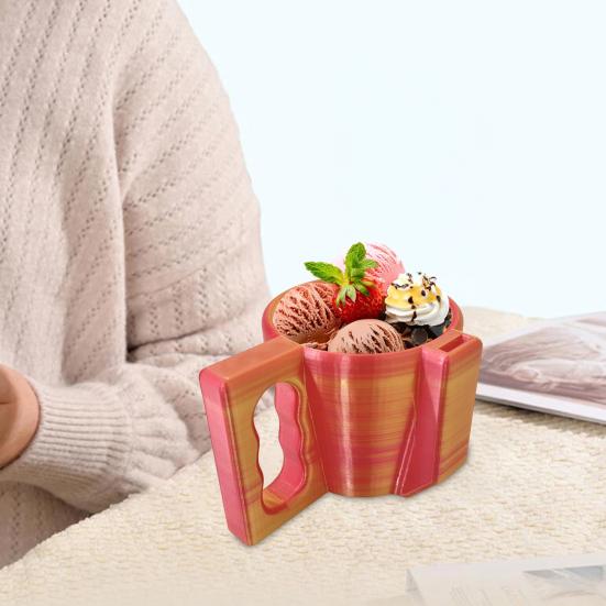 Suport pentru halbă de înghețată cu mâner și fantă pentru linguriță Îndepărtare ușoară Suport pentru pahare pentru înghețată Pachet halbă de capacitate mare Recipient pentru înghețată Suport pentru ceașcă pentru desert