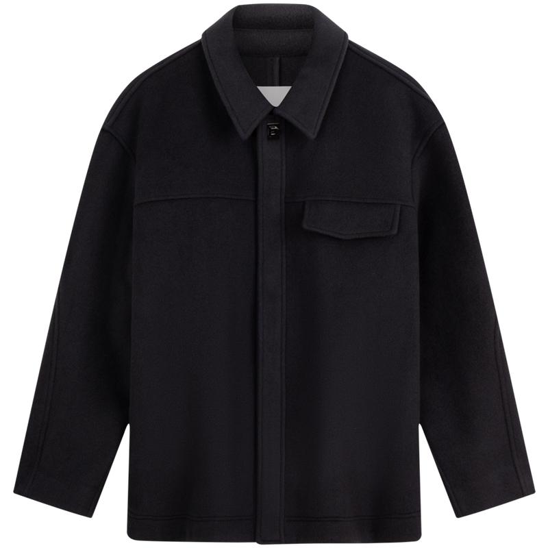 

Calvin Klein Casual Shirt Collar Wool Blend Jacket Men jackets Asphalt-Gray 40348MF S