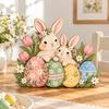 2D EasterRabbit Easter Egg Wooden Ornament Spring Flower Theme Ornament