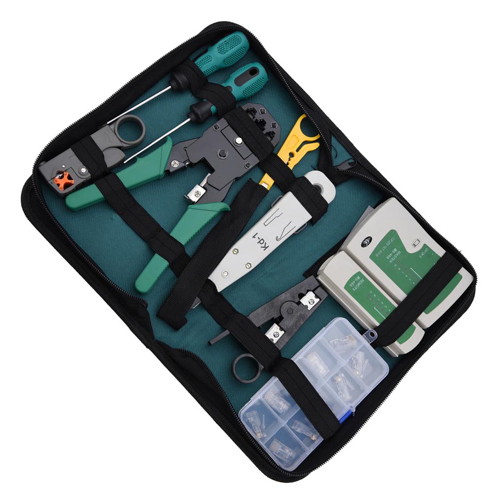 LAN Network Service Tool Kit Cable Tester Kit 11 piece Combination Kit for for RJ11 RJ45
