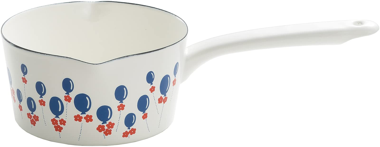 

Tamahashi Milk Pan, Enamel, 15cm, Induction and Gas Compatible, Made in Japan, Aderia Retro, White, Balloon, ADR-24