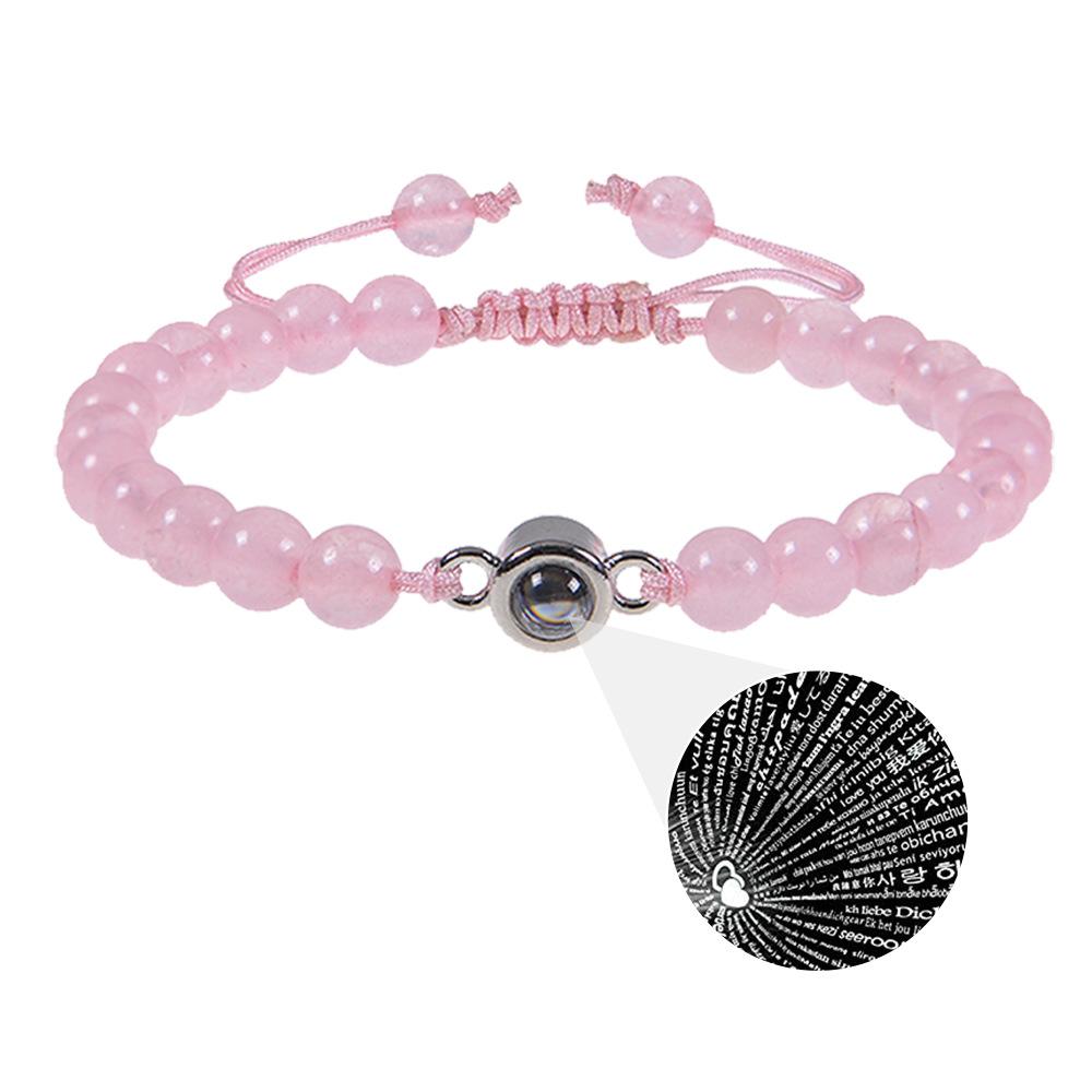 Projection Bracelet, European and American Fashion Bracelet, Available In 100 Languages, I Love You, Pink Crystal, Frosted Stone, Couple's Bracelet