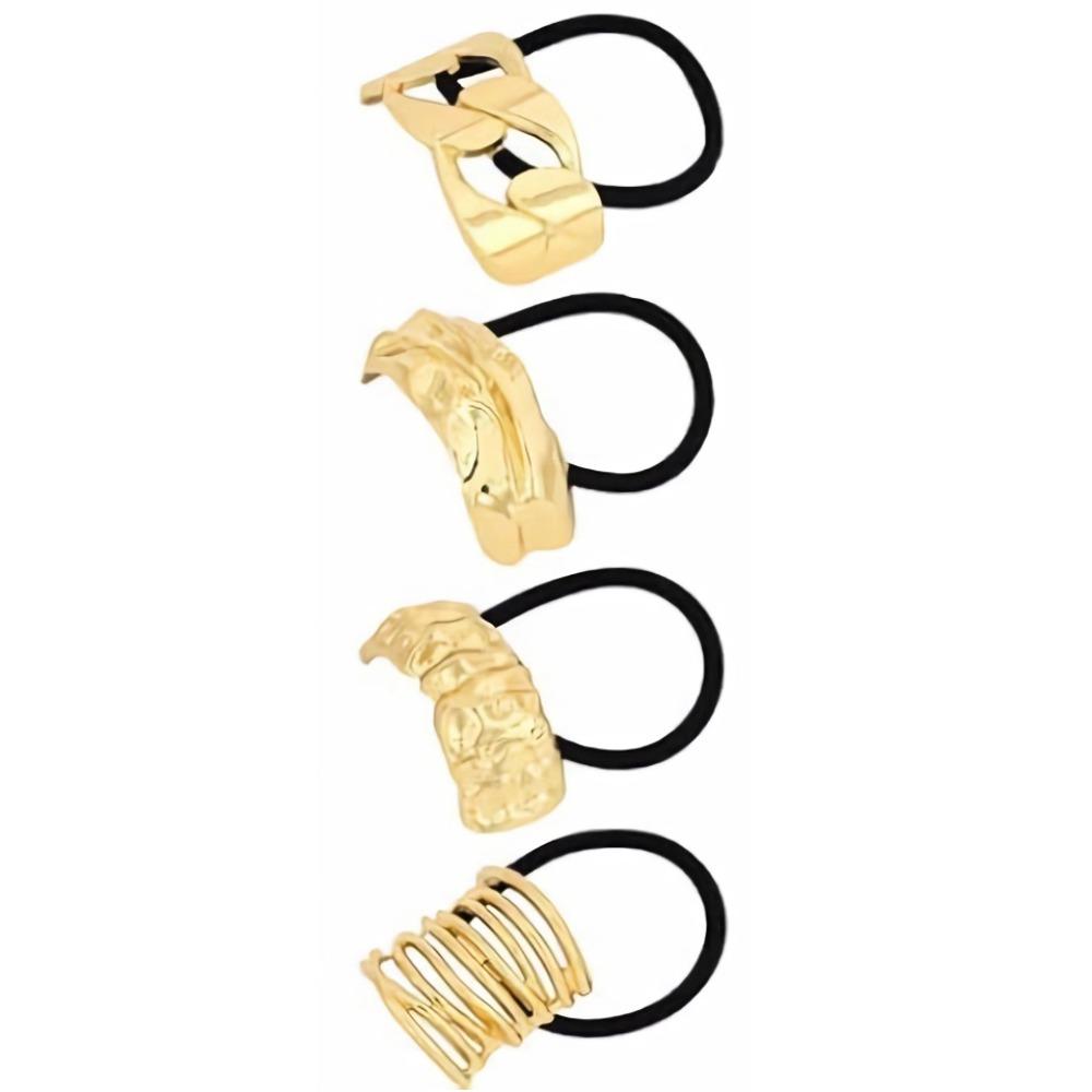 Holder Irregular Shape Metal Hair Cuff Golden Color Geometric Charms Ponytail Holder Silver Metal Elastic Scrunchies Women