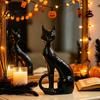 Office Desk Decoration Cute Witch Cat Resin Figurine, Halloween Garden Statue, Spooky Home Indoor Outdoor Yard Decor Ornaments for Patio Balcony