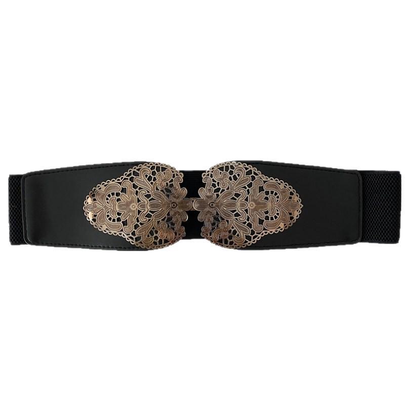 Exquisite Light Luxury Leather Cut-out Flower Waist Belt with Unique Design
