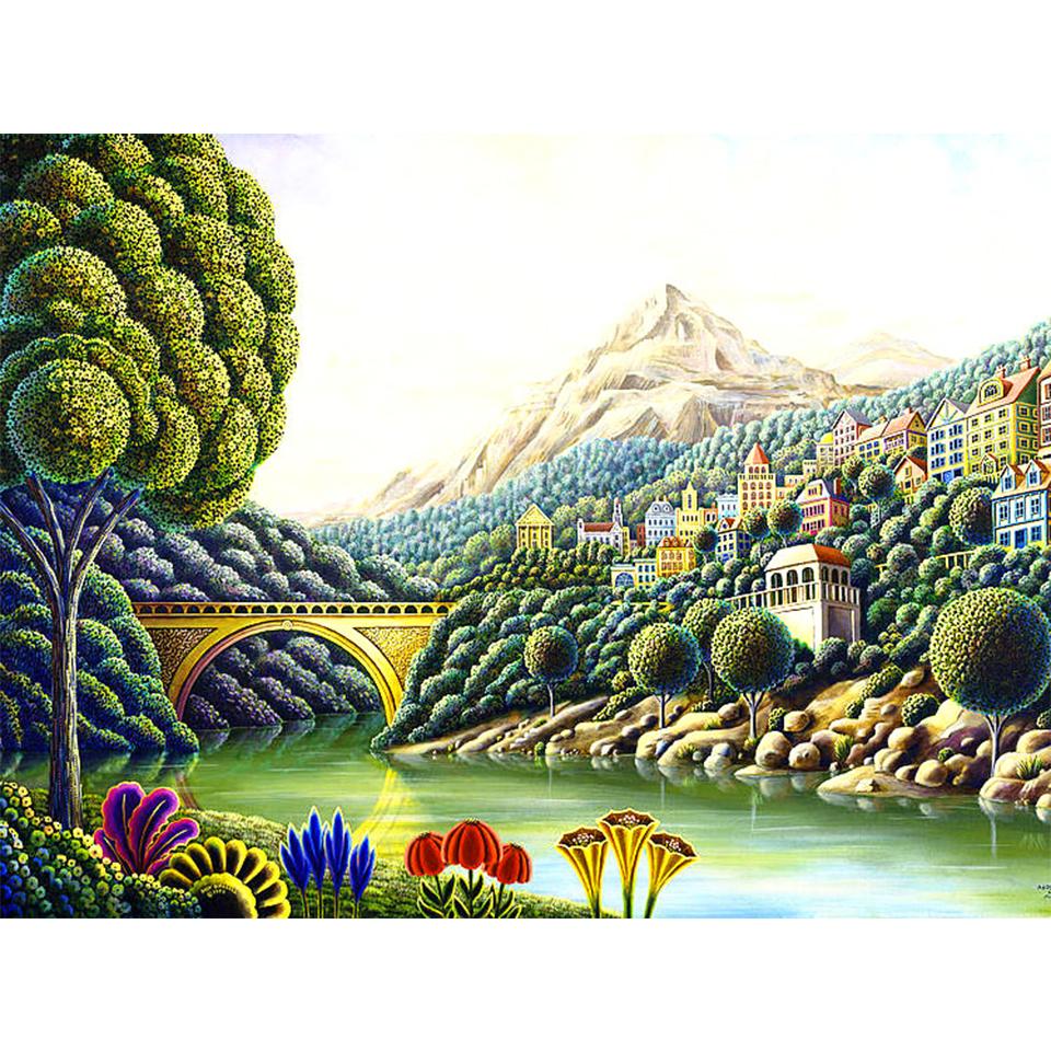 5D DIY Diamond Painting Landscape Scenery Cross Stitch Kit Full Round Rhinestone Embroidery Mosaic Home Decoration Gifts