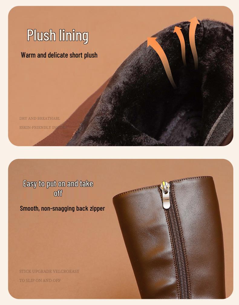 Wuma Winter 2025 Mädchen Langstiefel - Samt Perle, Baumwollleder