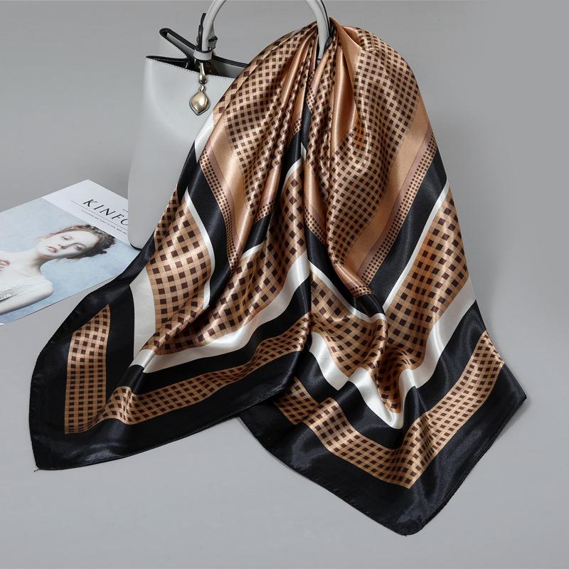 90cm Silk Scarf For Women, A Sophisticated And Stylish Small Square Scarf Perfect For Spring. One Size