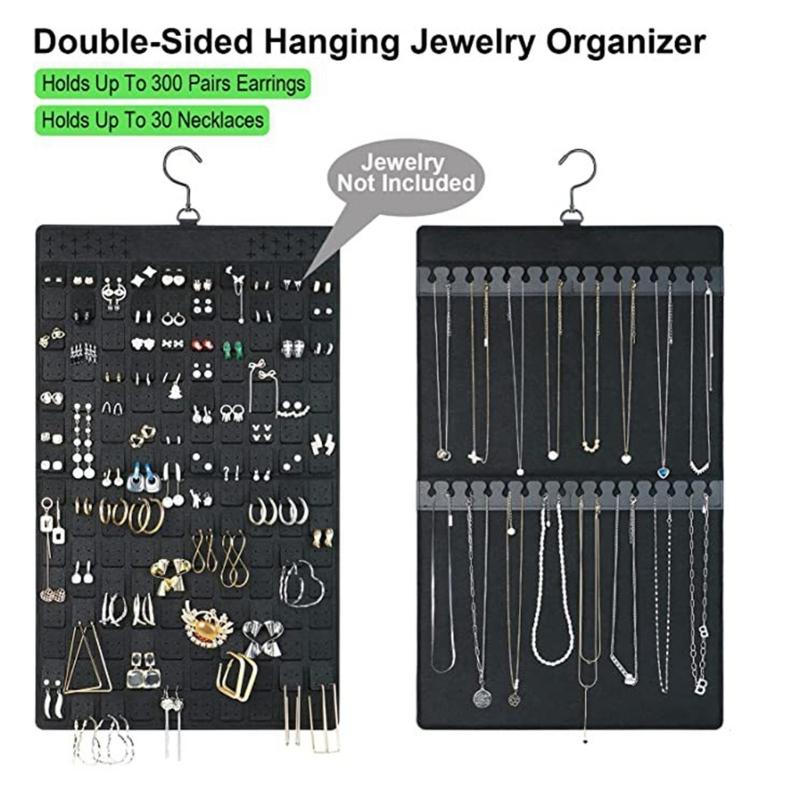 Hanging Jewelry Organizers, Felt Pocket Storage Rack for Necklaces,Bracelets,Earrings and Rings Stylish and Functional