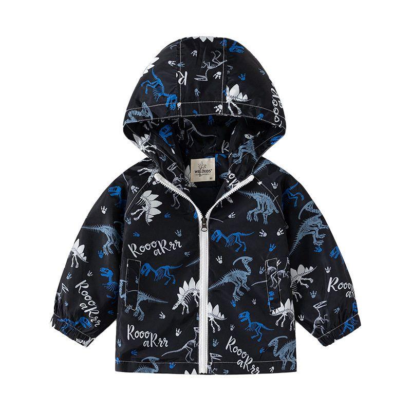 Children's Clothing Summer Children's Sun Protection Clothing Boy Hooded Outwear Boy Light Sun Protection Clothing Baby Boy Dinosaur Zip-up Shirt