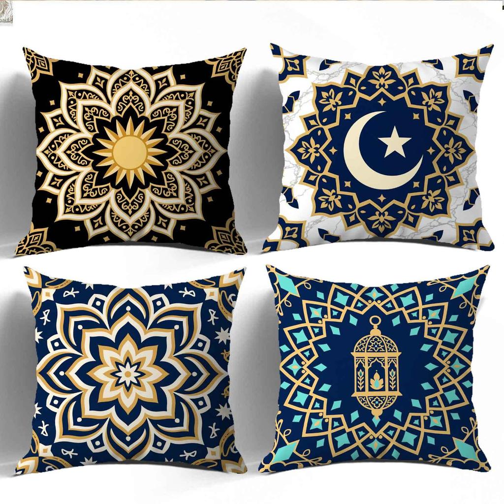 Eid Al-Fitr Mandala Pattern Digital Printing Pillow Cover Short Plush Suitable Living Rooms Bedrooms Sofas Throw Cushion Cover
