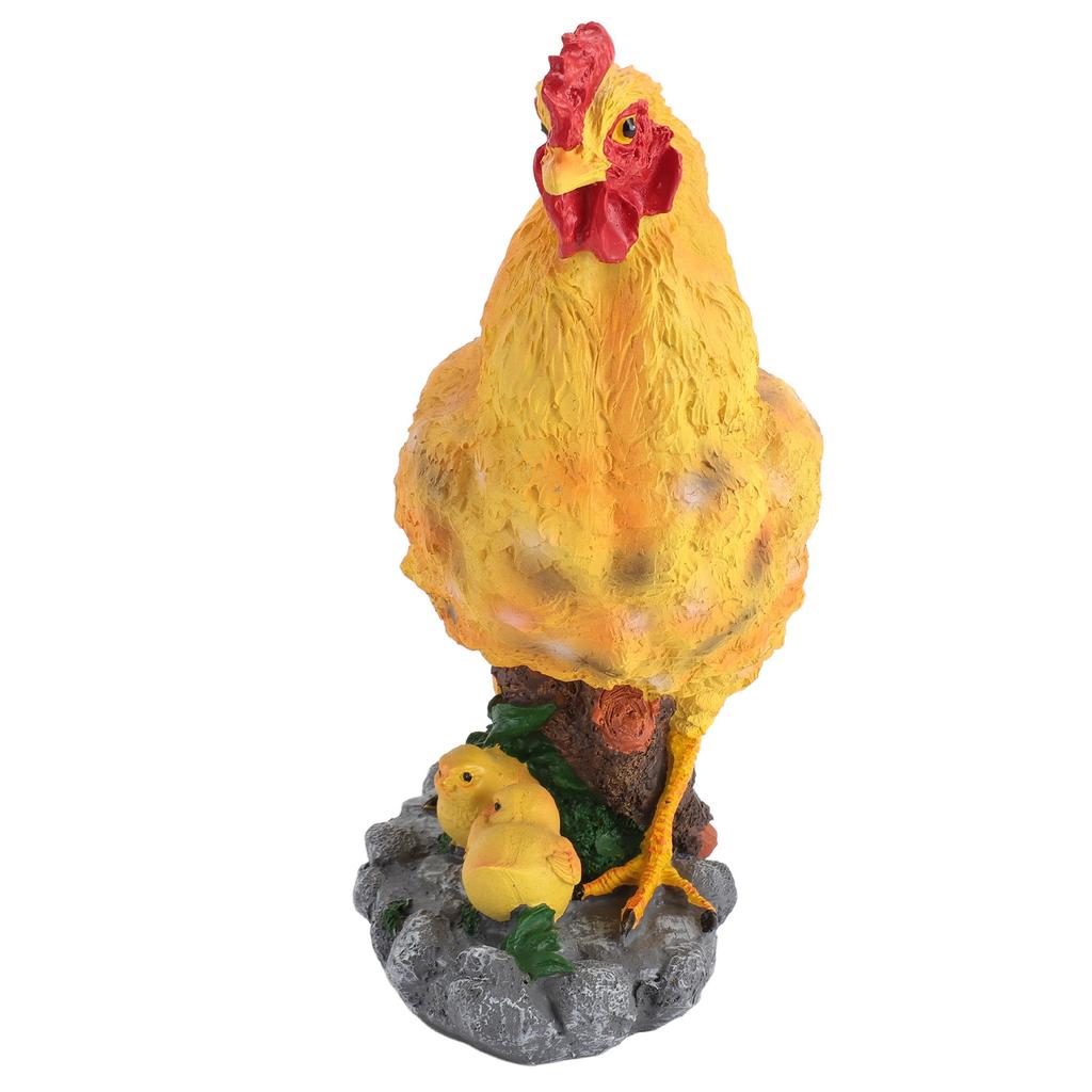 Hen Garden Statue with Small Chicks Hen Fairy Garden Accessories Resin Chick Hen Figurine for
