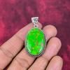 Grüner Türkisanhänger aus Kupfer, 925er Sterlingsilberschmuck, Edelsteinanhänger, Geschenk für sie, handgefertigter zierlicher Schmuck