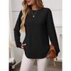 Women's New Autumn and Winter Loose Waffle Casual Versatile T-shirt Knitted Long Sleeves