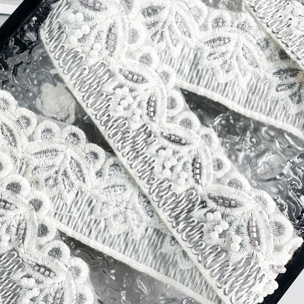 4.5Cm Organza Beads Embroidery Barcode Lace Exquisite Window Decoration Clothing Luggage Belt Decorative Lace Accessories