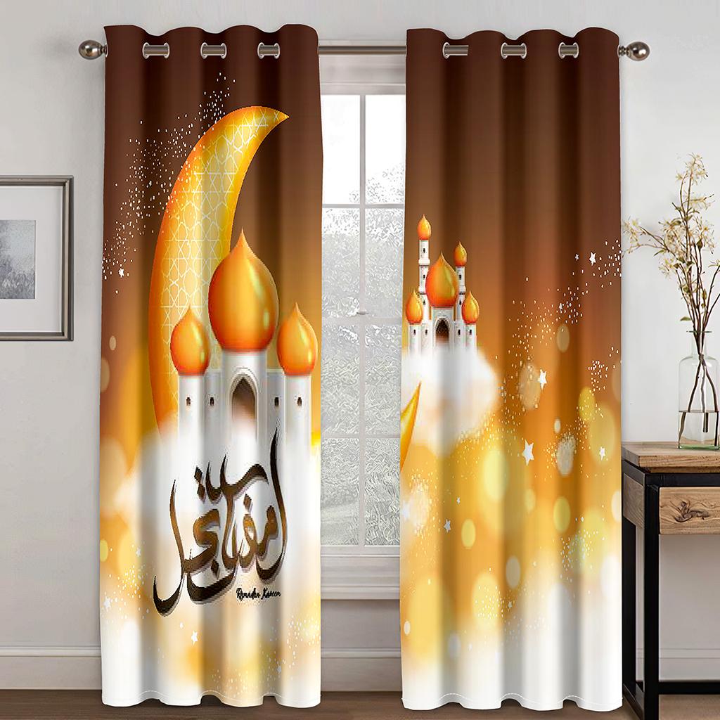 Islamic Traditional Festival Eid al-Fitr Ramadan Curtains 2 Panels Free Shipping Living Room Bedroom Home Decor Curtains