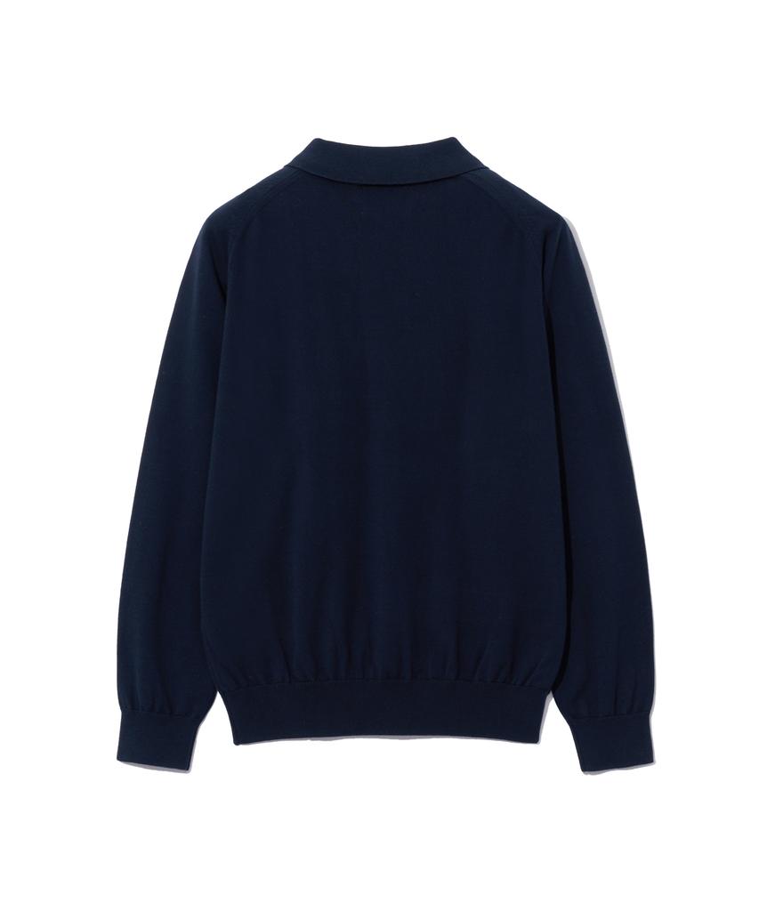 YALE Supima Cotton Raglan Collar Knit Dark Navy