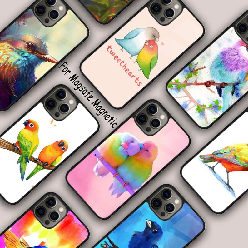 Bunte Vogel-Magnet-Handyhülle Für APPLE iPhone 17 Air 16 14 13 12 Pro Max 15 Plus Kabelloses Laden Mit MagSafe Abdeckung