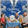 7x5ft Happy Father's Day Backdrop for Photography Blue Silver Glitter I Love You Dad Background Father's Day Tie Balloon Party Decorations Banner