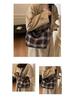Retro Plaid Plush Shoulder Tote - Classic Large Capacity for College Students