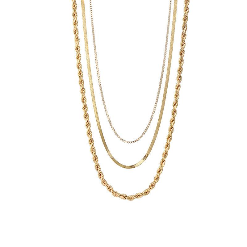 New, Stylish and Simple Gold Twist 3-piece Set, Necklace and Necklace Jewelry Direct Sales.