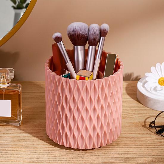 360° Rotation Makeup Brush Holder Organizer Large Capacity Brush Storage Bucket