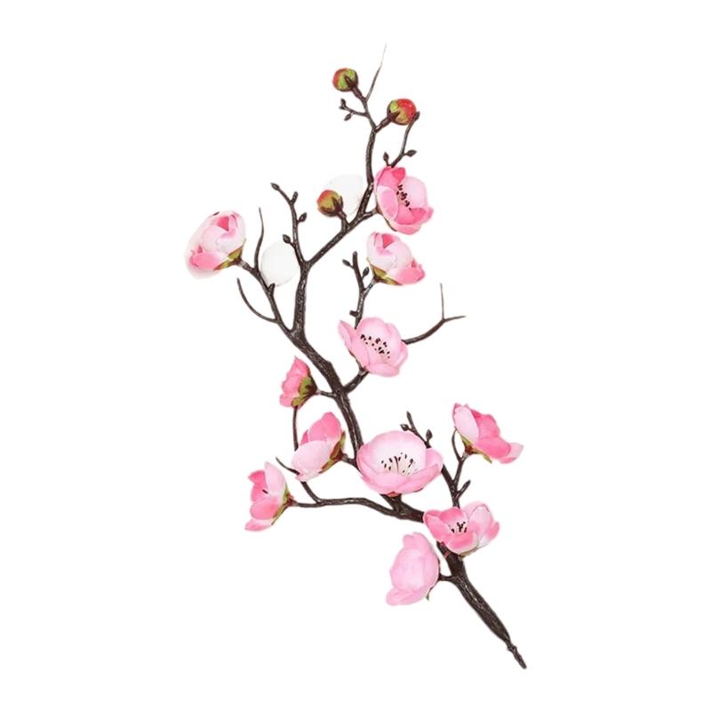 Spring Plum Blossom Bouquet Branch Silk Flower Artificial Flowers for Wedding Home Office Party Hotel Yard Decoration
