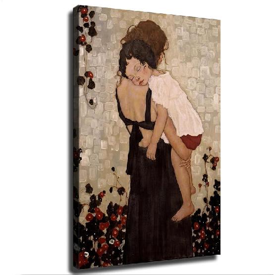 CSYYJY Gustav Klimt Mother Holding Child Poster Canvas Printing Wall Art Painting HD Artwork for Bedroom Home Decoration (08x12inch-No Framed) 12L x 8W