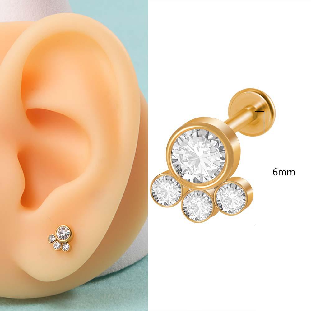 G23 Titan & Stahl 16G CZ Edelstein Dreieck Lippenring Kristall Cluster Ohrring