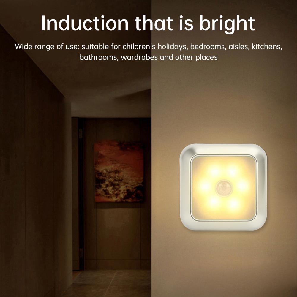 6LED Cabinet Light Motion Sensor Night Light Magnetic LED Wall Lamp Human Body Infrared Motion Sensing Light
