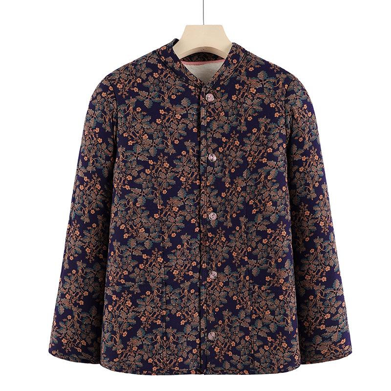 Hřejivý bavlněný kabát s podšívkou ze sametu pro ženy středního a staršího věku: Zimní volná bunda s ochranou pasu z velbloudí vlny