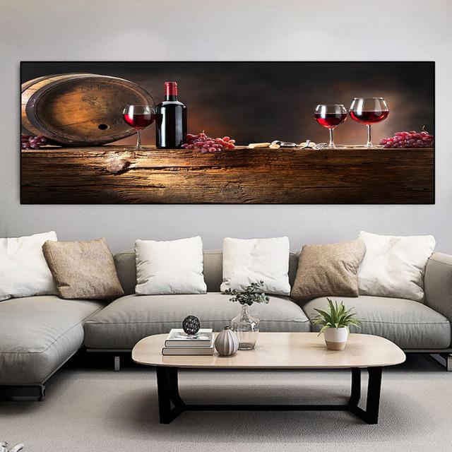 

Скандинавские стеклянные бутылки красного вина, бочки с виноградом, холст, картина, натюрморт, постеры и принты, настенные художественные фотографии, домашний декор, без рамки 20cm×40cm NoFrame
