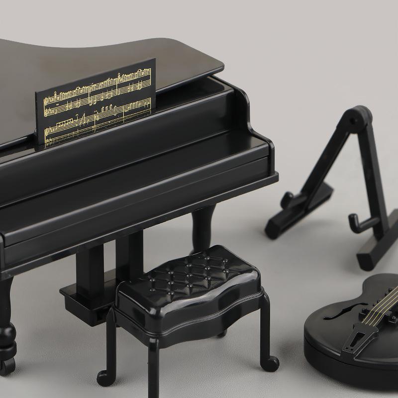 3Pcs Musical Instrument Miniature Props Dollhouse Grand Piano Furniture Guitar Cello Model Doll Accessories Simulation Ornaments