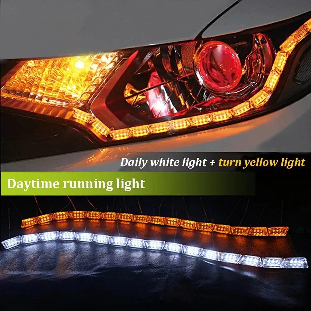 

WINDOWS 2x 16LED 50CM Dynamic Flexible Crystal Angel Tears LED Strip Light Turn Signal Yellow Flowing DRL Daytime Running Lamp