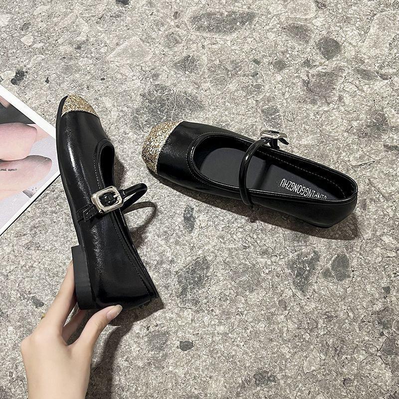 Foreign temperament flat heel Mary Jane shoes soft leather flat shoes summer 2025 new silver one-word strap shoes