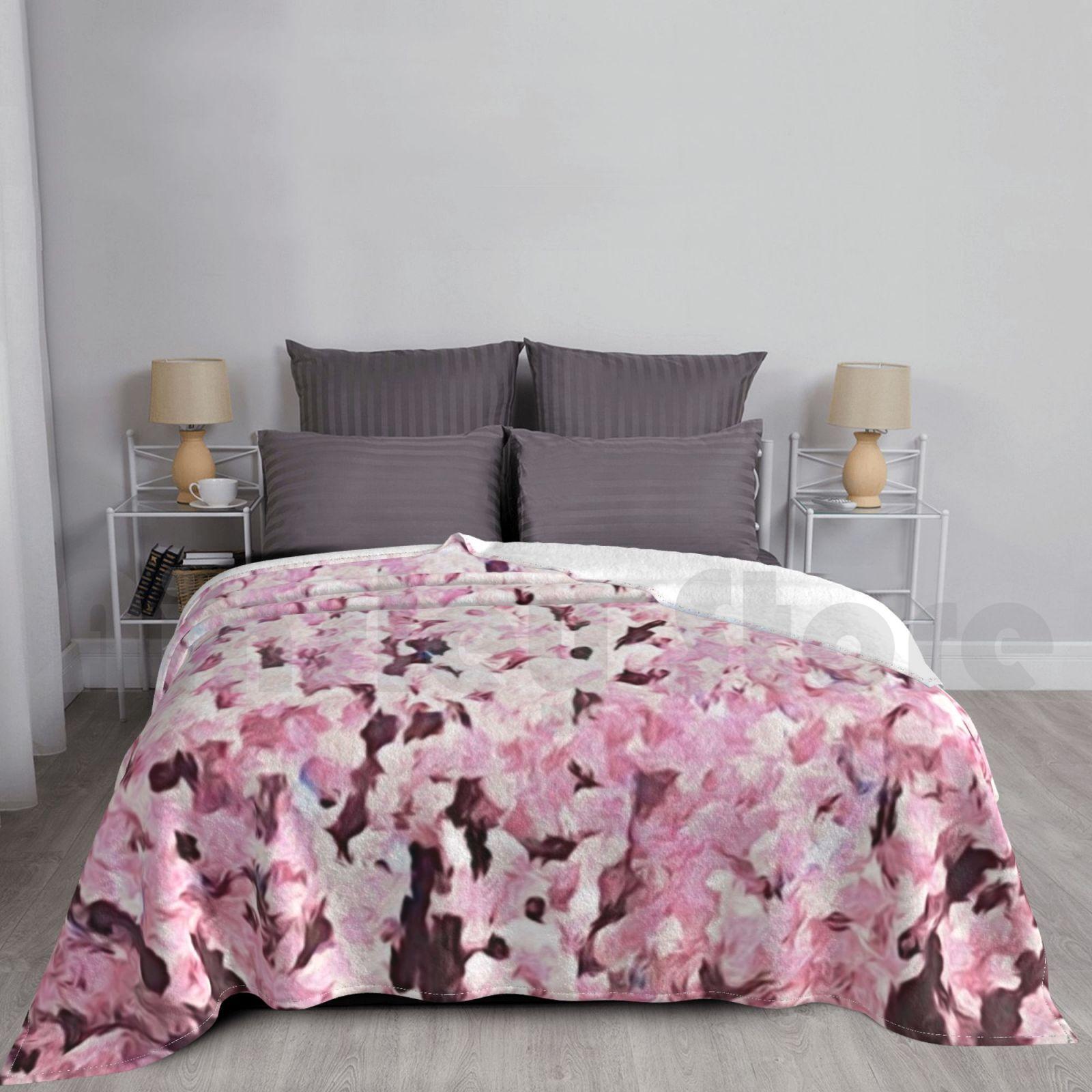 Sakura Cherry Blossom Watercolor Art Blanket For Sofa Bed Travel Sakura Cherry Blossom Cherry Blossom Sakura Size: 75*100cm, Weight: 230 GSM