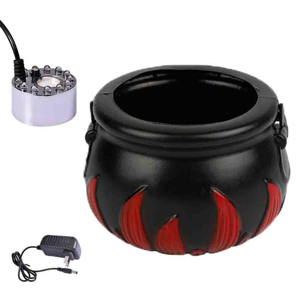 Halloween Mist Witch Pot,Witch Cauldron Fog Maker Water Fountain Fog Machine Colorful Changing Light Halloween Party Decoration